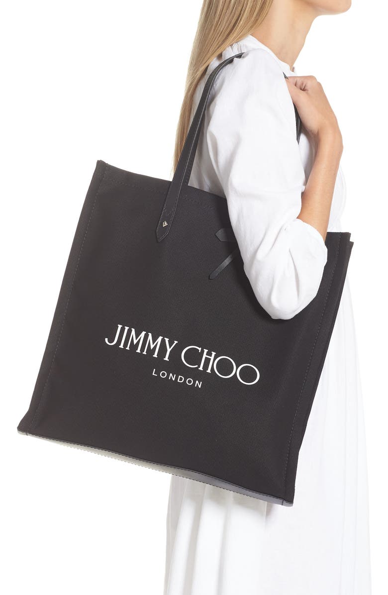 Jimmy Choo Logo Canvas Tote, Alternate, color,