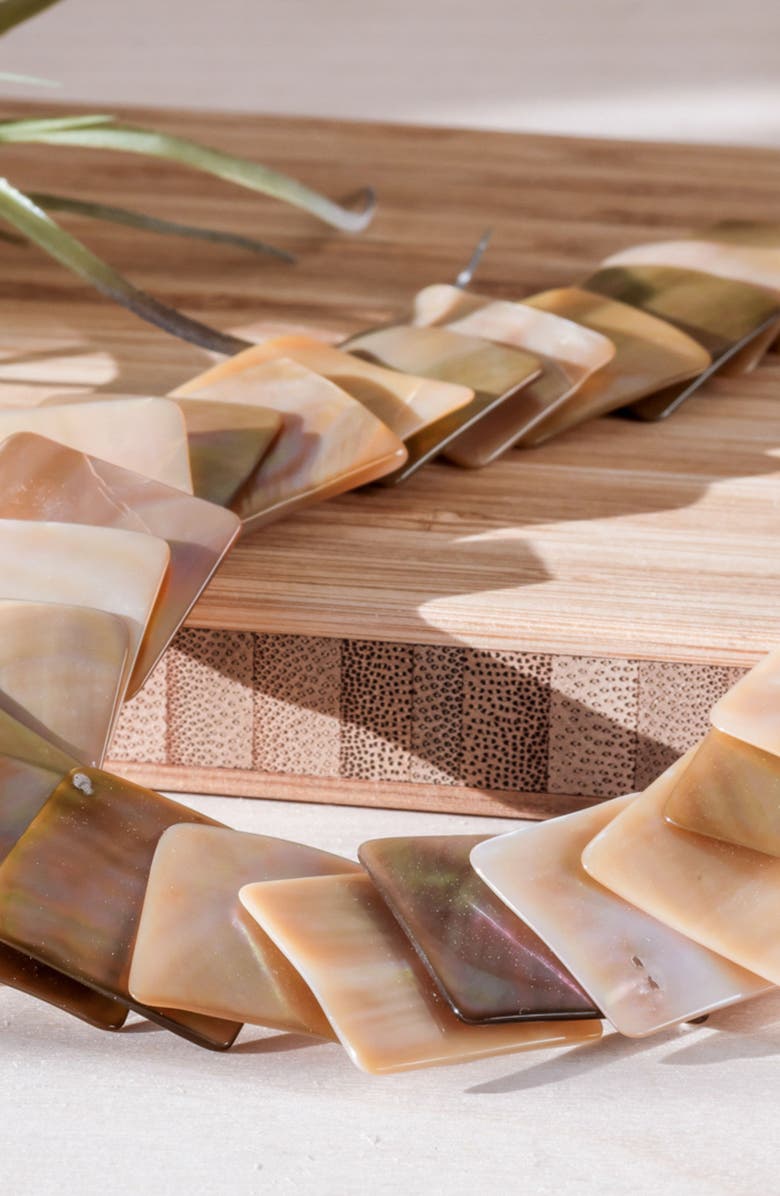 LIKHA Playa Square Tiles Mother-Of-Pearl Necklace, Alternate, color, Brown