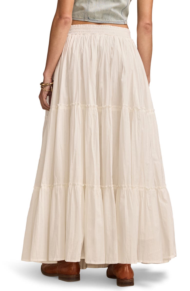 Lucky Brand Broomstick Full Tiered Cotton Maxi Skirt, Alternate, color,