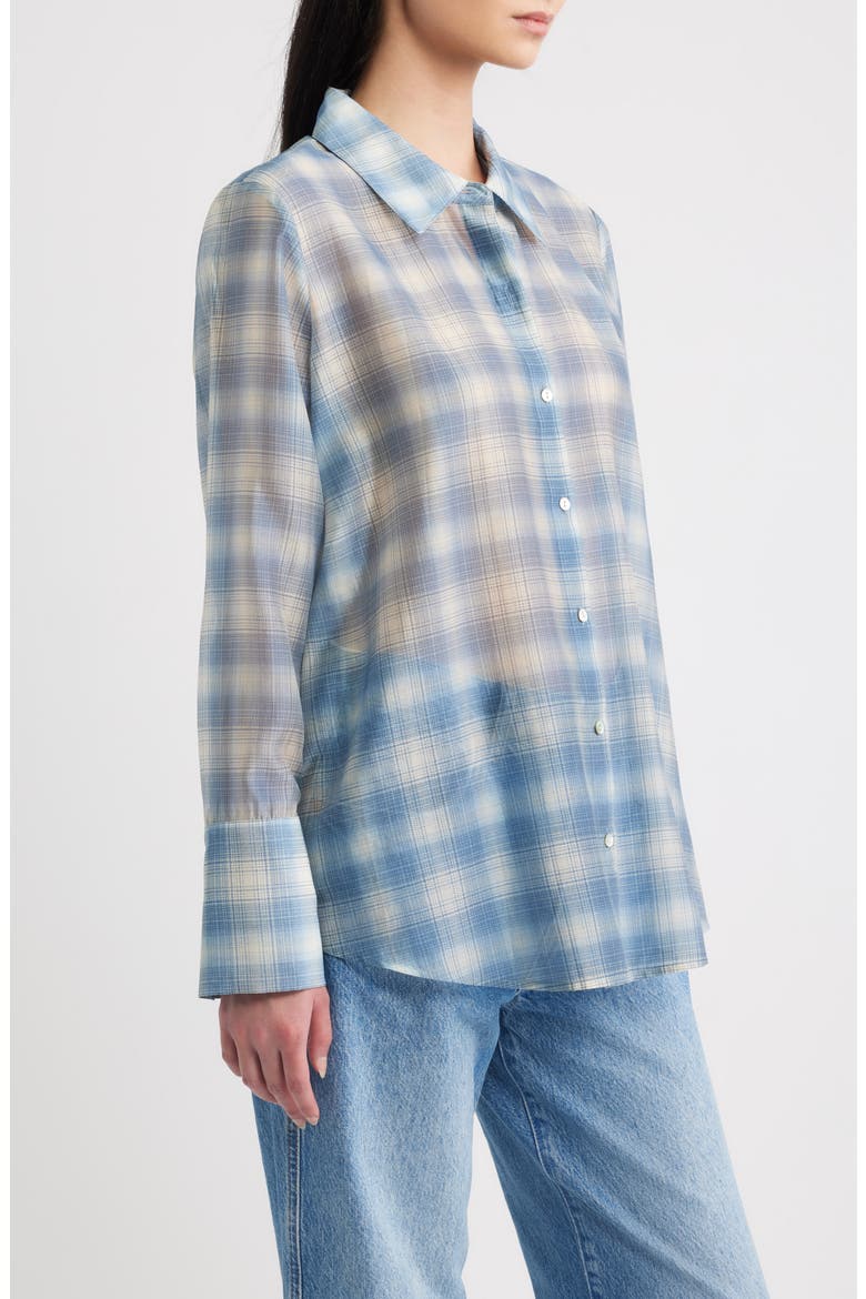 Bishop Plaid Button Up Shirt, Alternate, color, SKY SHADOW