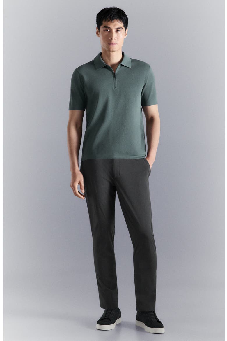 Zip Cotton Blend Polo, Alternate, color, FOREST GREEN