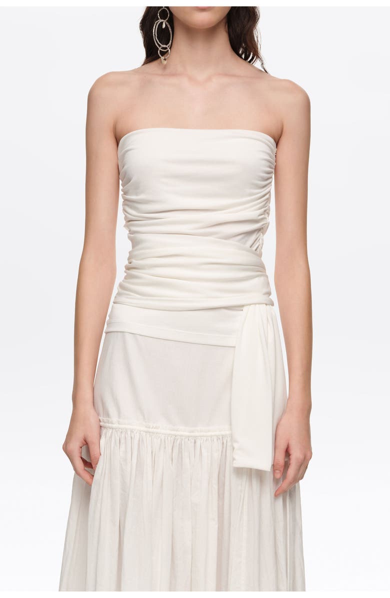 Bimba y Lola Gathered strapless top, Alternate, color, White
