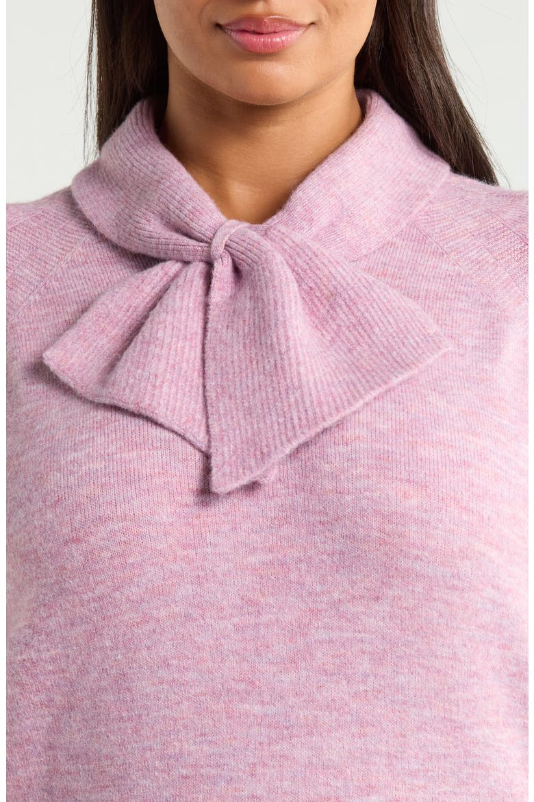 Raglan Sleeve Tie Neck Sweater, Alternate, color, SUGAR PLUM