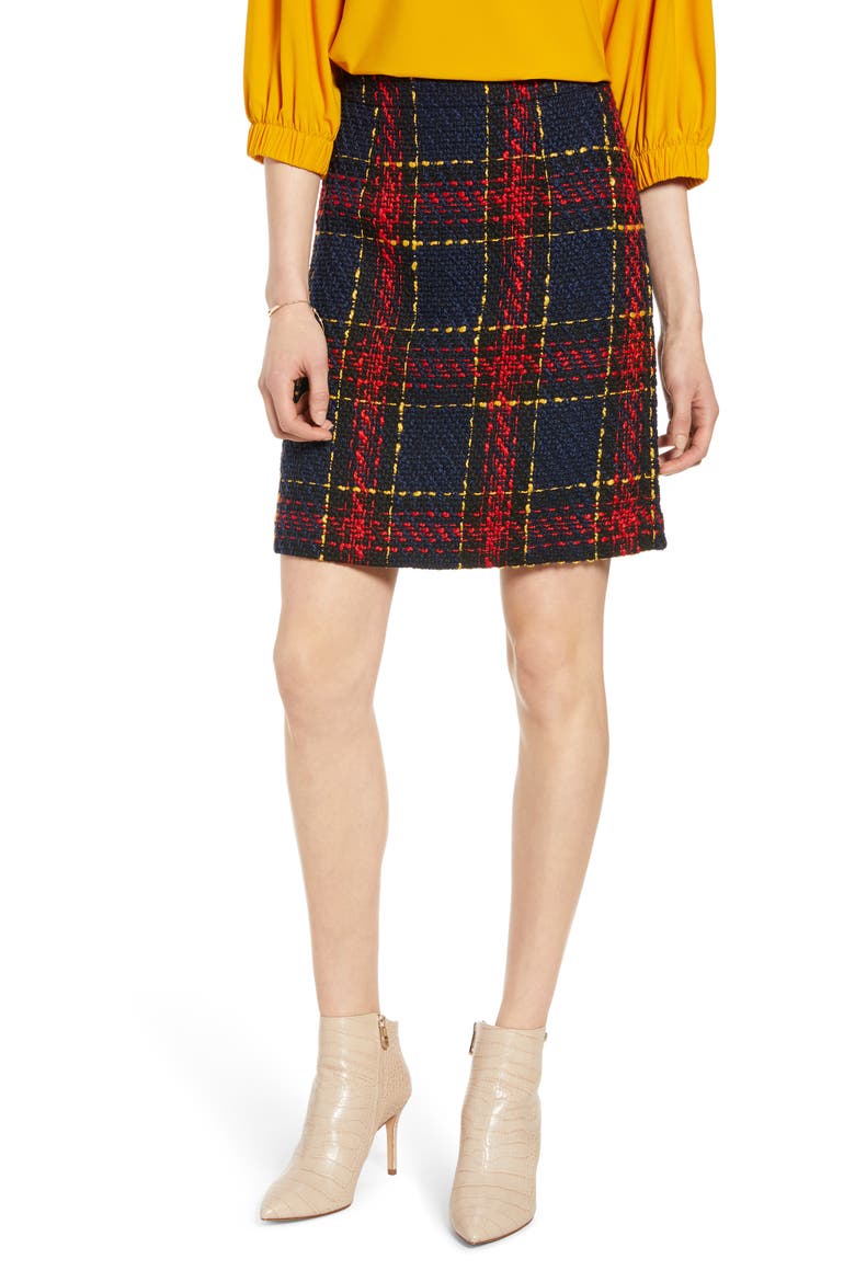 Tweed Miniskirt, Main, color, BLACK MULTI TWEED