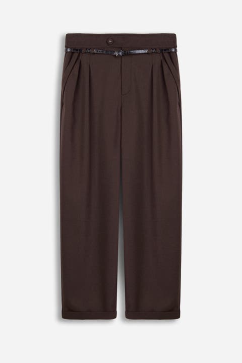 Belted Pleat Front Trousers