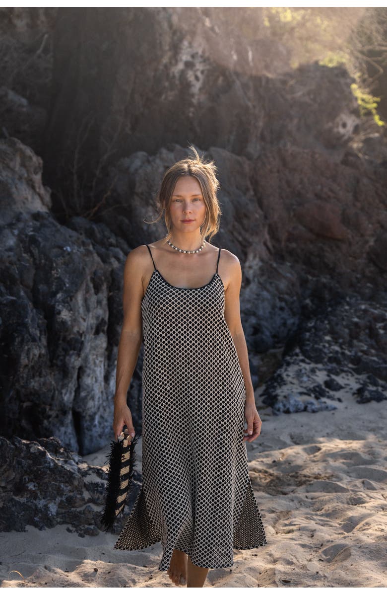 SITANO Figo Crochet Tank Dress, Alternate, color, Black/Cream Crochet