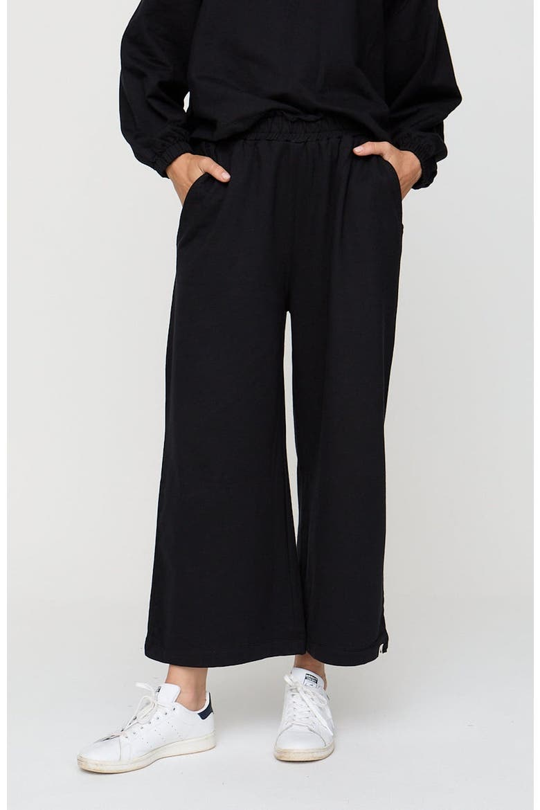 Organic Cotton Noor Wide Leg Trousers, Main, color, Black