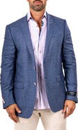 Maceoo Descartes Marthyr0010 Blue Microcheck Virgin Wool Peak Lapel Blazer