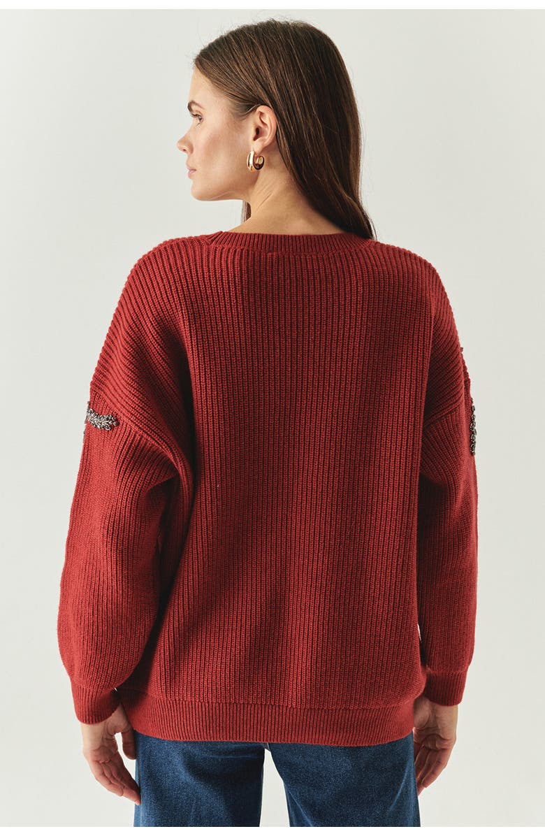 Exquise Grace Embroid Sweater, Alternate, color, Red