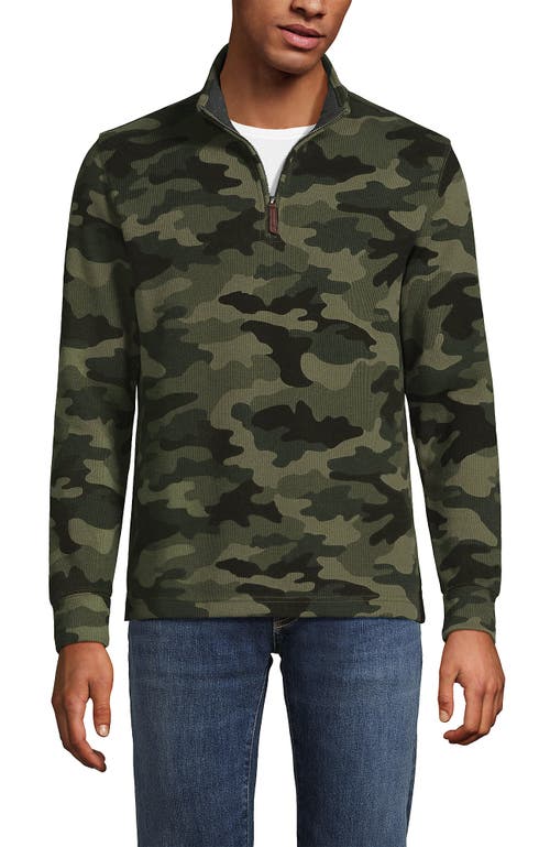 Lands' End Bedford Rib Casual Quarter Zip Sweater In Animal Print