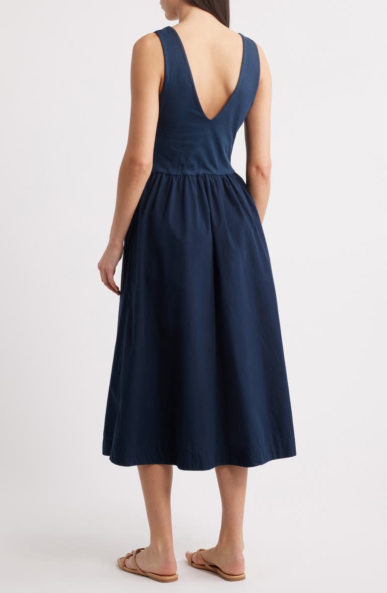 Nation LTD Daria Sleeveless Mixed Media Pima Cotton Midi Dress, Alternate, color, Night Sky