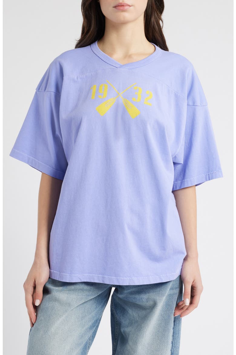 1932 Rowing V-Neck Cotton Graphic T-Shirt, Main, color, PURPLE MIST