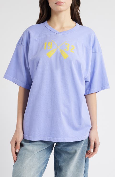 1932 Rowing V-Neck Cotton Graphic T-Shirt