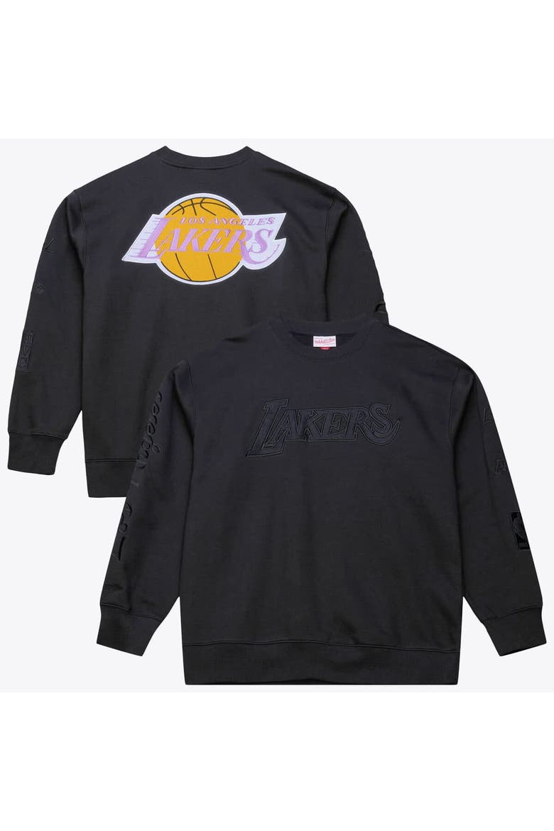 Men's Mitchell & Ness Black Los Angeles Lakers Phantom Fleece Sweatshirt, Main, color, Black