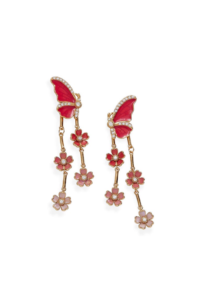 New York Botanical Garden® 2-in-1 Butterfly Statement Earrings, Main, color, Pink