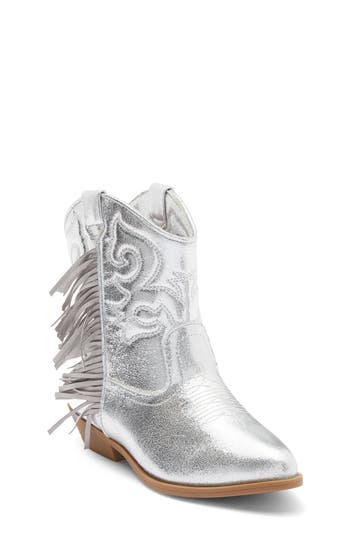 Harper Canyon Kids' Carolynne Fringe Western Boot In Silver