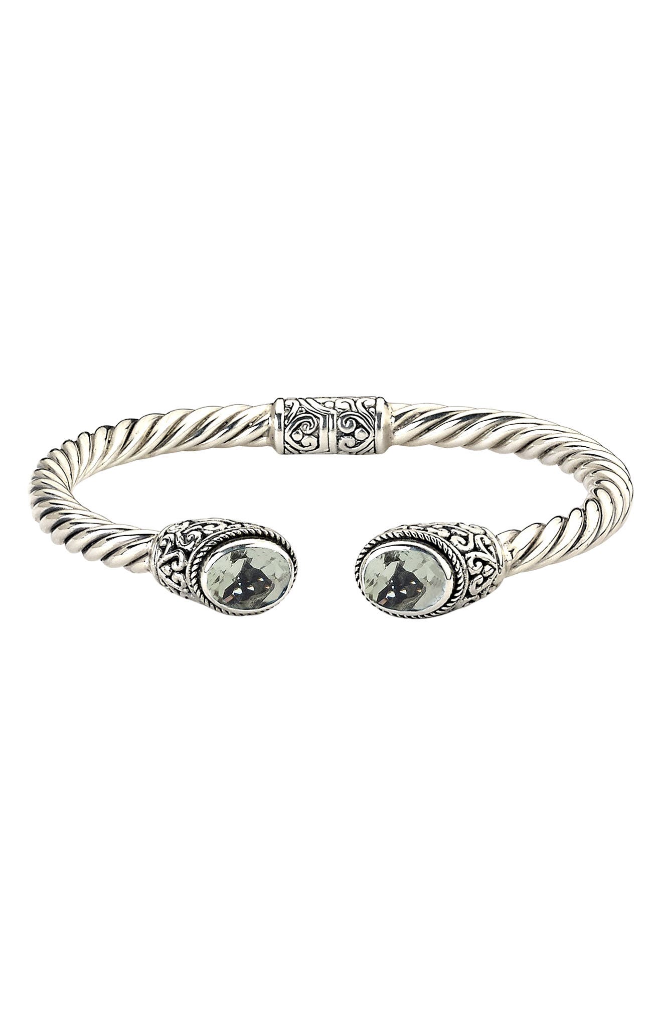 SAMUEL B. Oval Blue Topaz Open Cuff Bracelet