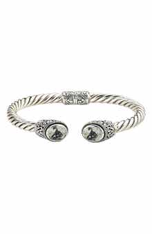 Oval Blue Topaz Open Cuff Bracelet