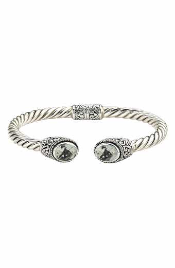 Oval Blue Topaz Open Cuff Bracelet