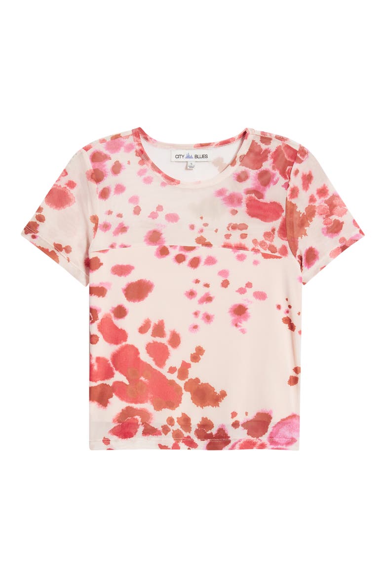 Floral Crewneck T-Shirt, Alternate, color, PINK/ RED