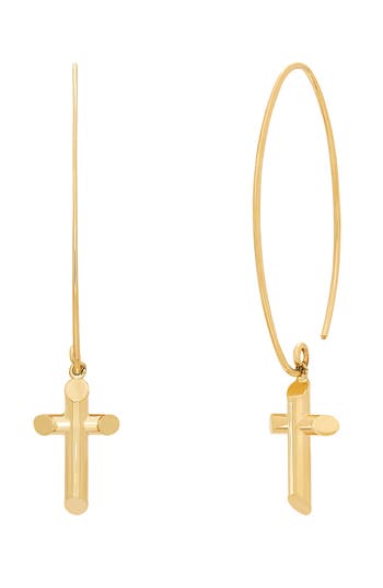 Frankie & Zoe Cross Threader Earrings In Gold