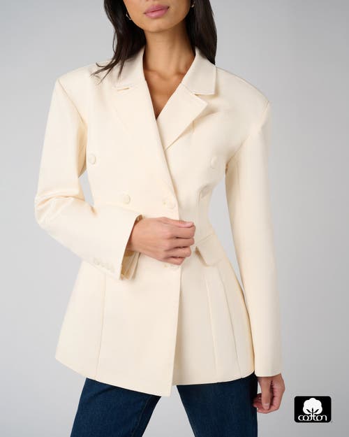 Weworewhat Double Breasted Cinched Waist Blazer In Neutral
