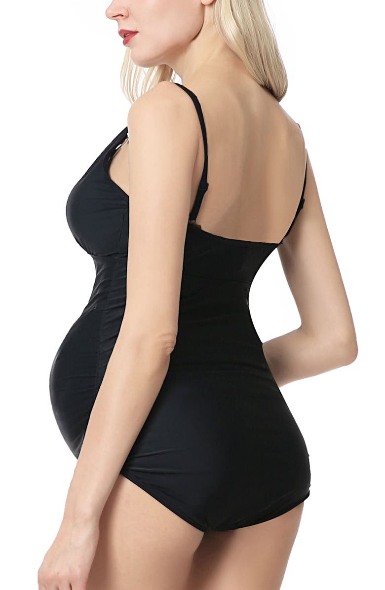 Kimi & Kai Kimber UPF 50+ One-Piece Maternity Swimsuit, Alternate, color, Black