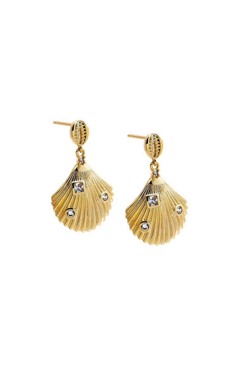 BY ADINA EDEN CZ Shell Drop Earring, Main, color, Gold