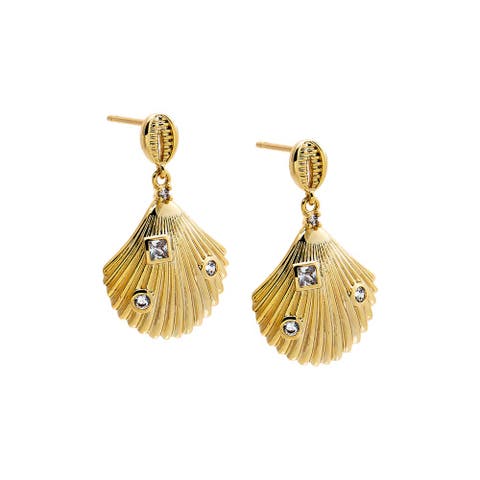 CZ Shell Drop Earring