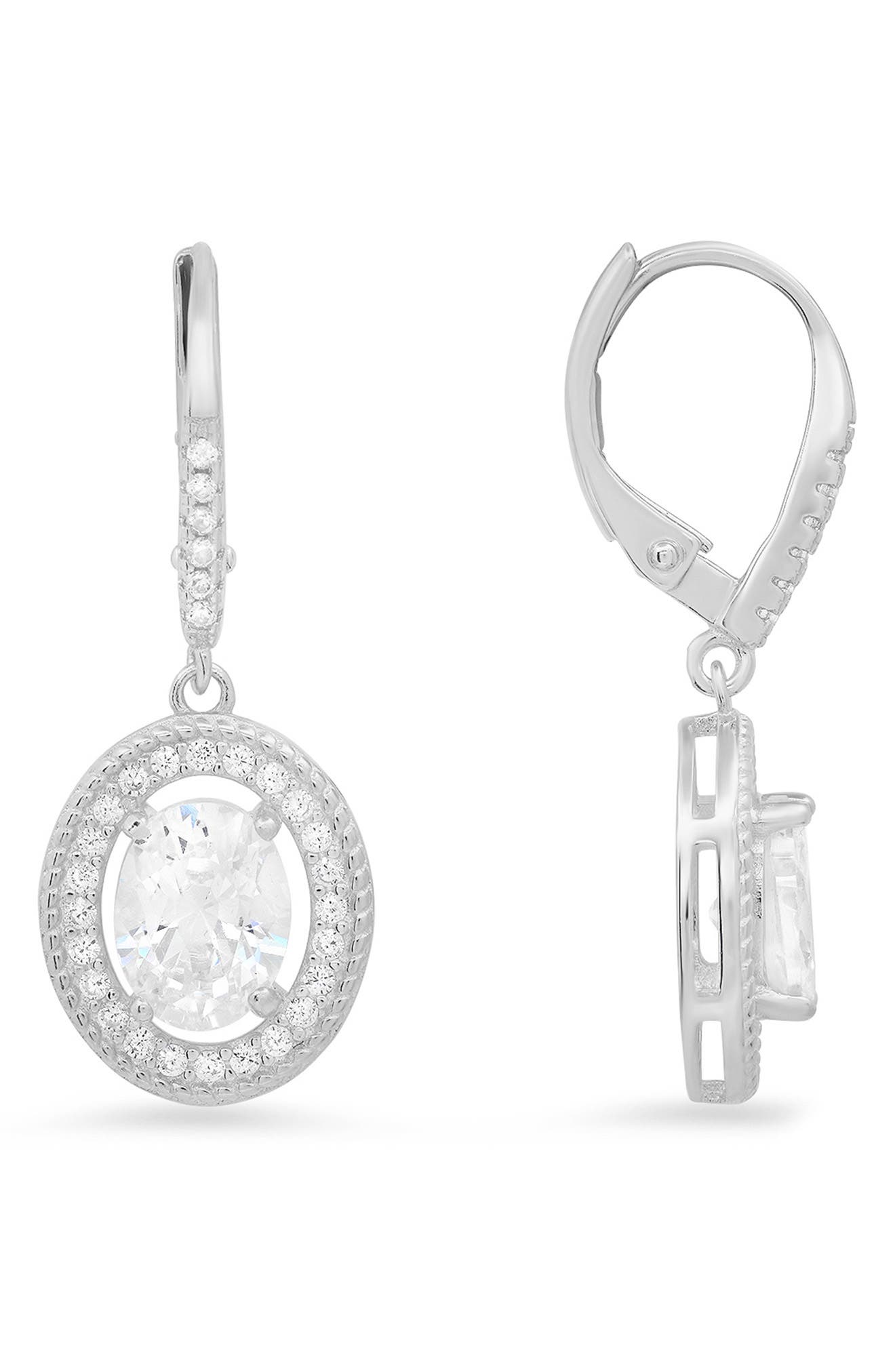 Queen Jewels Sterling Silver CZ Drop Earrings