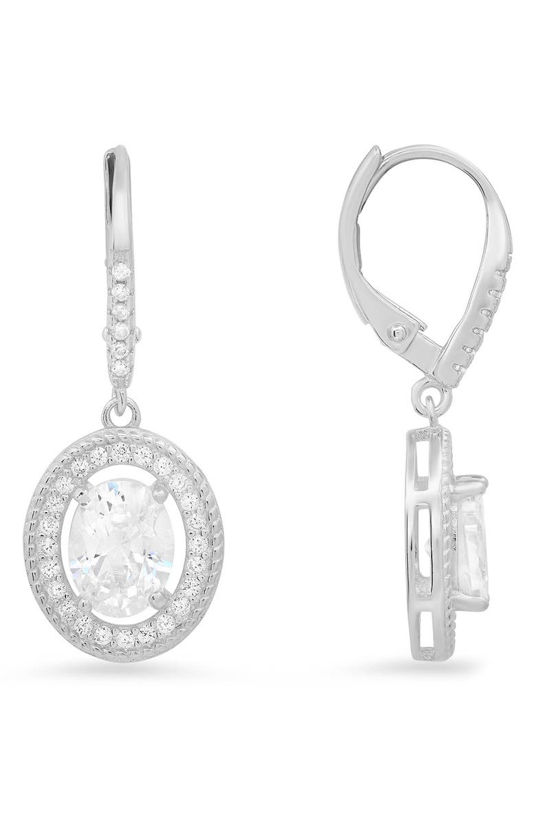 Queen Jewels Sterling Silver CZ Drop Earrings, Main, color, Silver