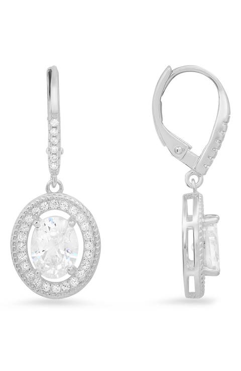 Sterling Silver CZ Drop Earrings
