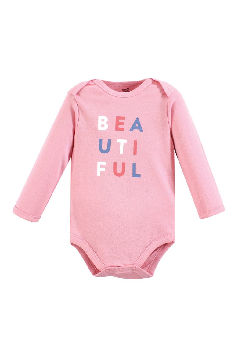 Little Soft Organic Cotton Long-Sleeve One-Piece Essentials, Alternate, color, Bubblegum Floral