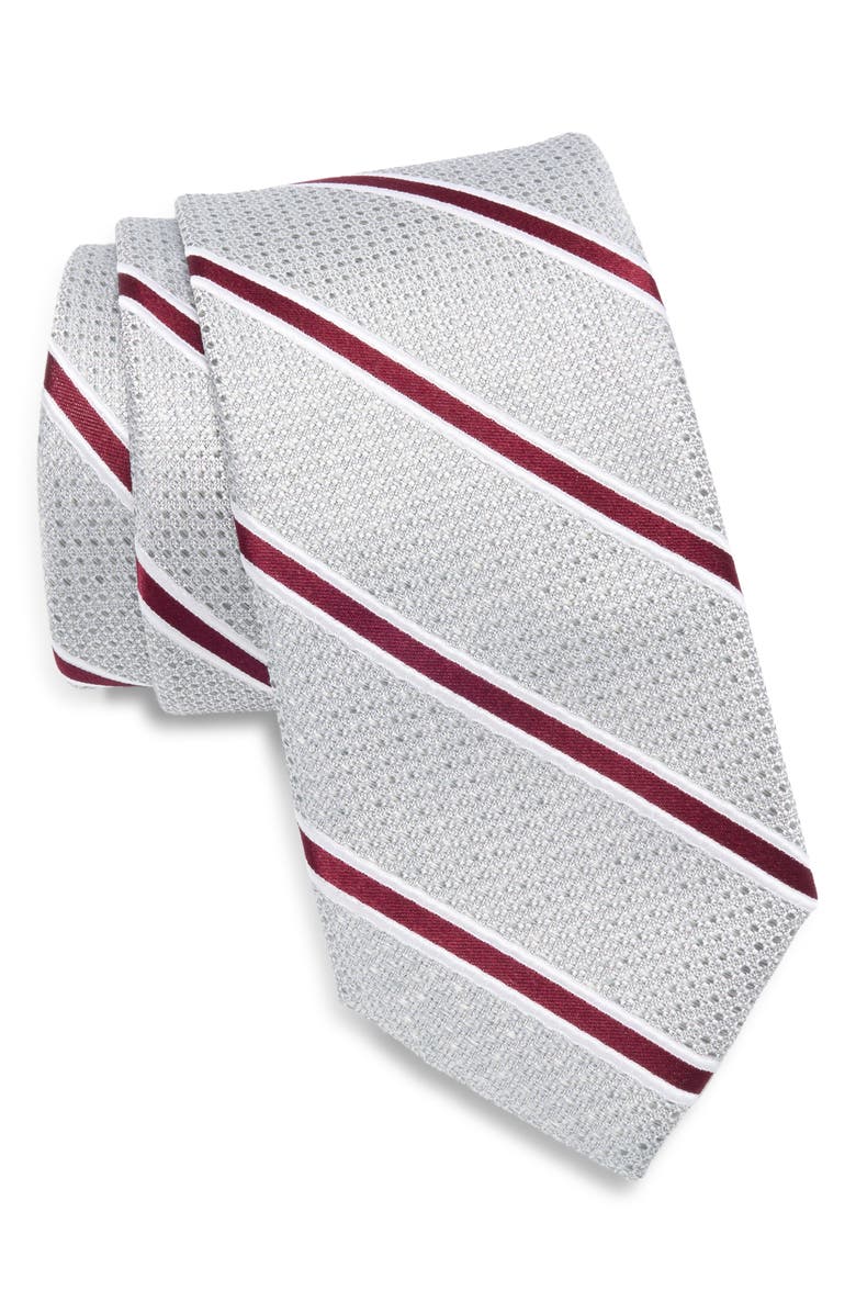 Nordstrom Tobin Stripe Silk Jacquard Tie, Main, color, Burgundy