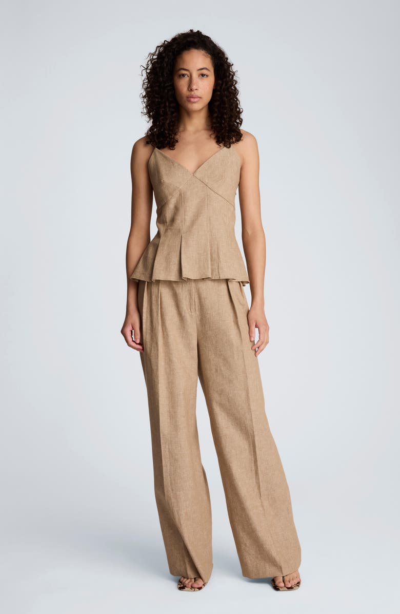Kenneth Cole Double Pleat Wide Leg Linen Blend Pants, Alternate, color, 