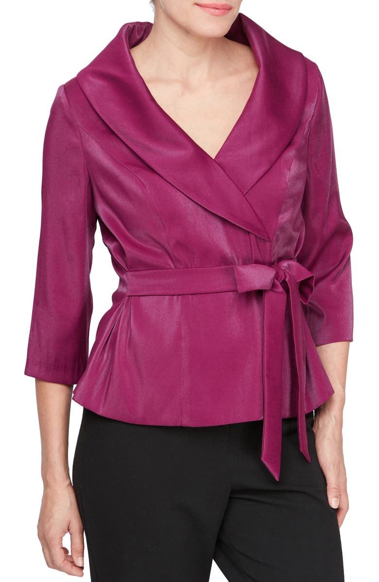 Alex Evenings Tie Side Faux Wrap Top, Main, color, 