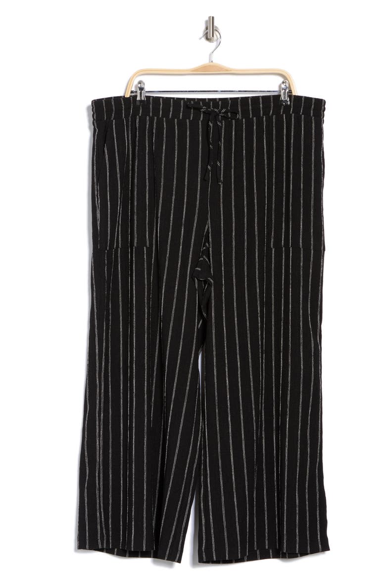 Crinkle Wide Leg Pants, Alternate, color, BLACK- IVORY RITA STRIPE