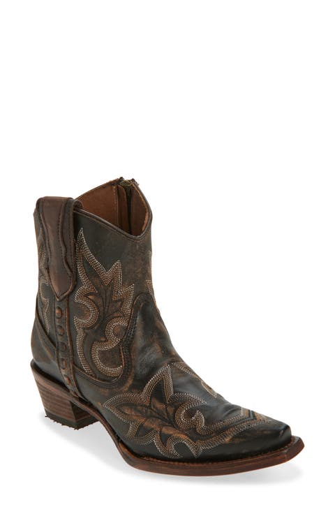 Embroidered Western Ankle Boot (Women)