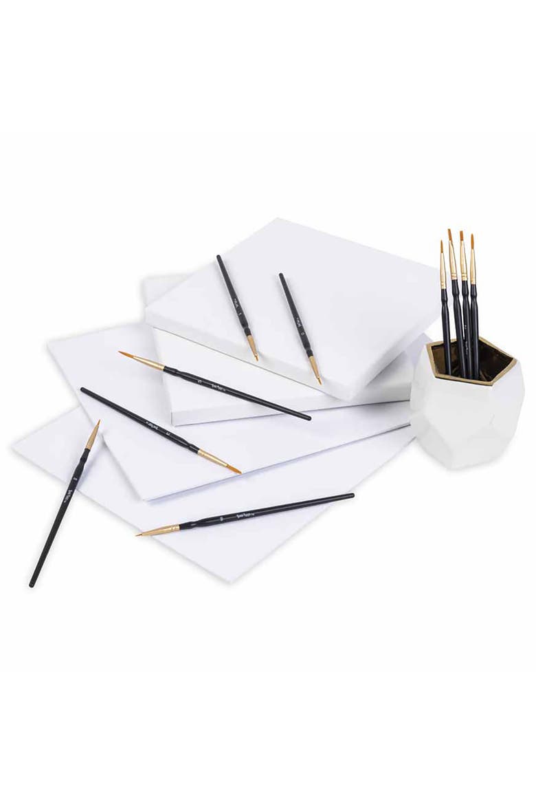 Brush Set Detailed Pack 10Pc Gold Taklon Bristles, Alternate, color, Gold