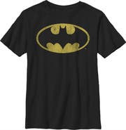 Batman Boy's Batman Logo Retro Caped Crusader  Graphic T-Shirt