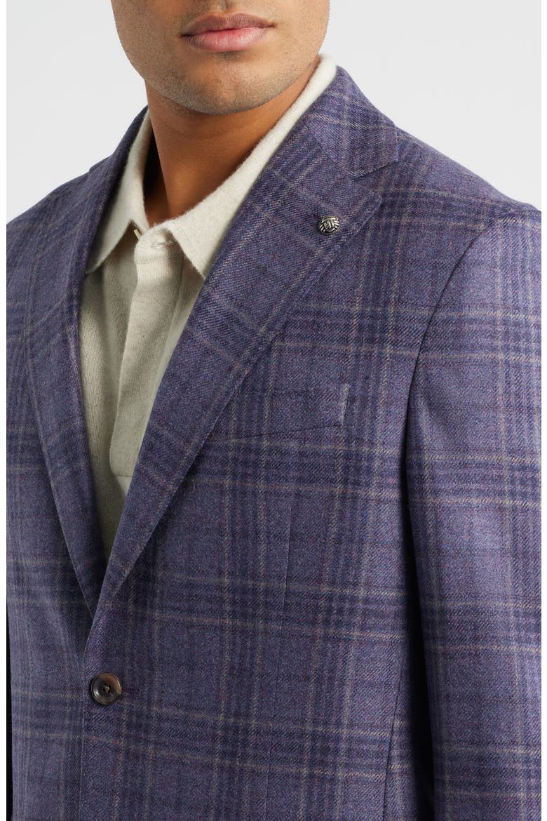 McAllen Lavender Plaid Soft Constructed Brushed Wool & Cashmere Sport Coat, Alternate, color, LAVENDER