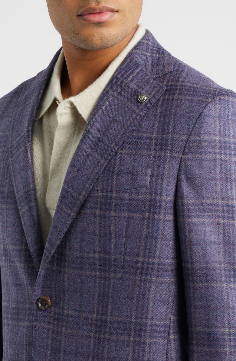 Jack Victor McAllen Lavender Plaid Soft Constructed Brushed Wool & Cashmere Sport Coat, Alternate, color, Lavender