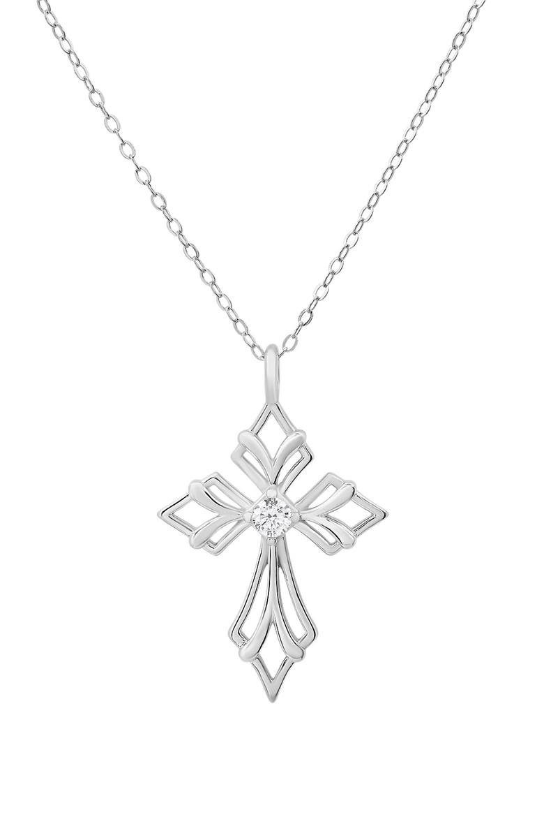 Art Deco Cross Pendant Necklace, Main, color, SILVER