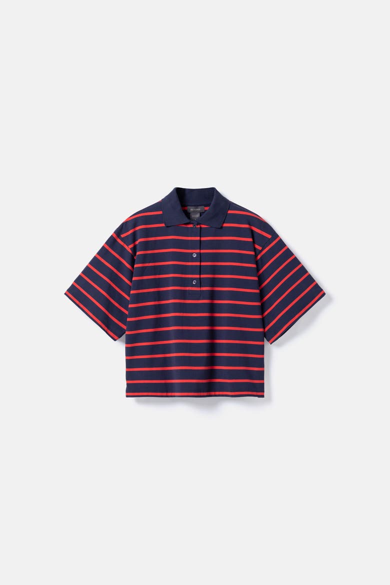 Taylor Striped Boxy Jersey Popover Top, Alternate, color, Navy Stripe