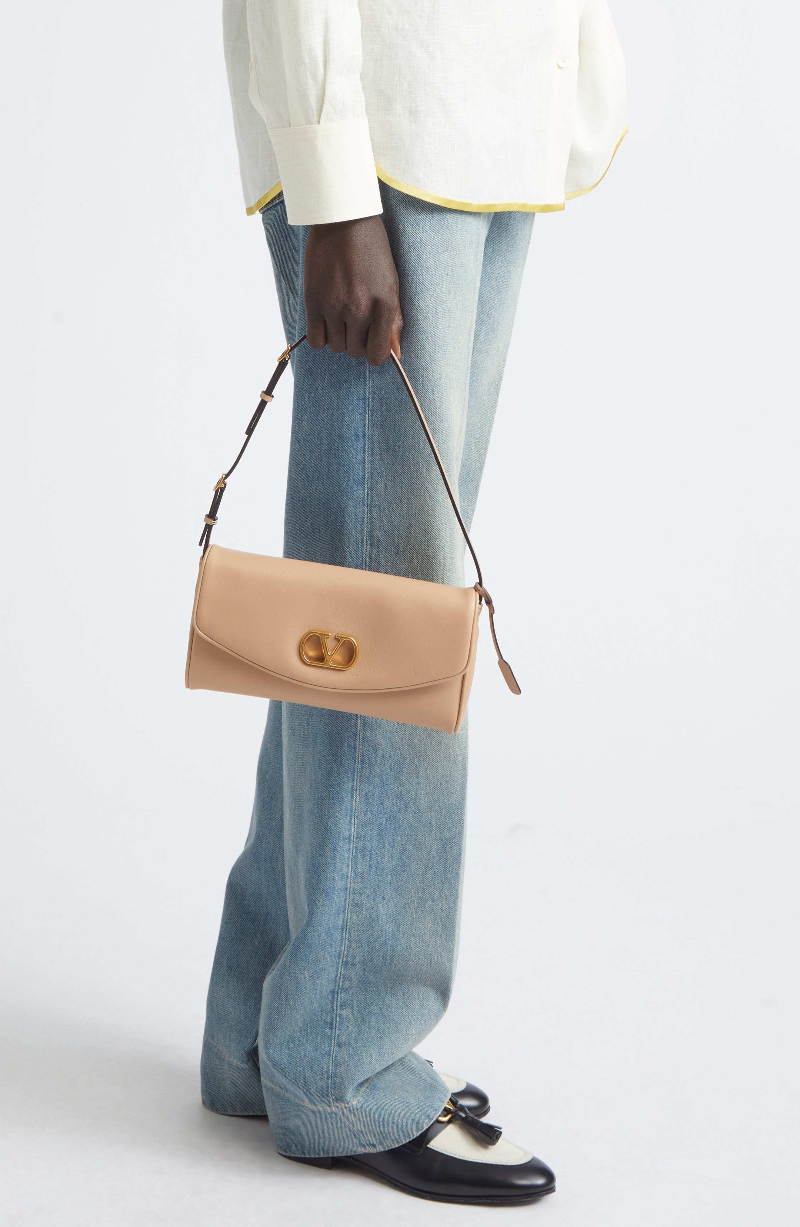 Small DeVain Leather Shoulder Bag, Alternate, color, ROSE