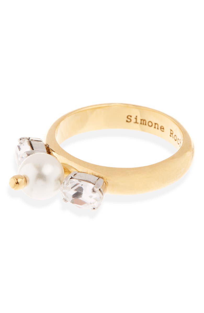 Simone Rocha Crystal & Imitation Pearl Ring, Alternate, color, 