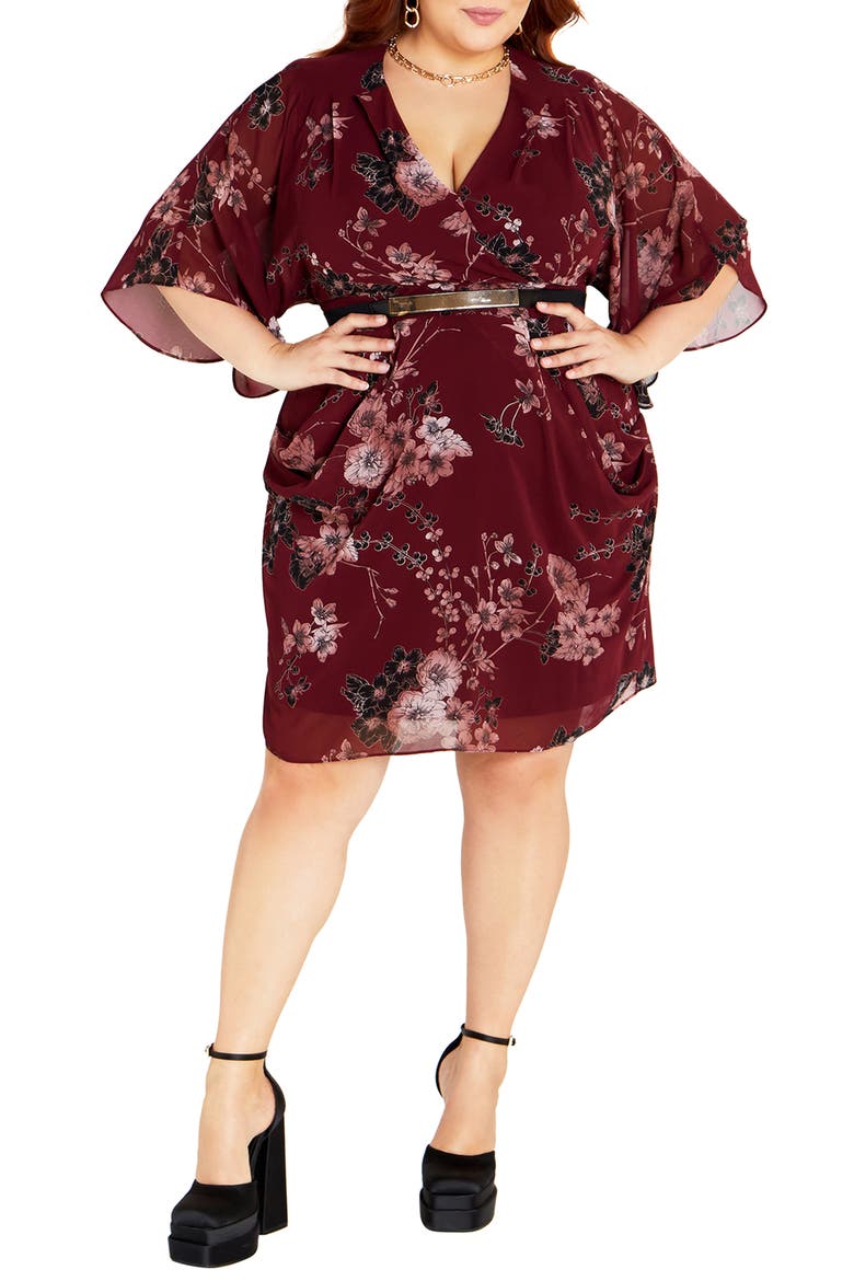 Floral Print Dress, Main, color, RUBY BOLD BLSM
