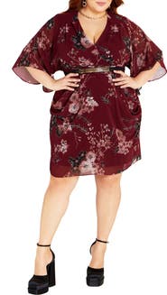 City Chic Floral Print Dress