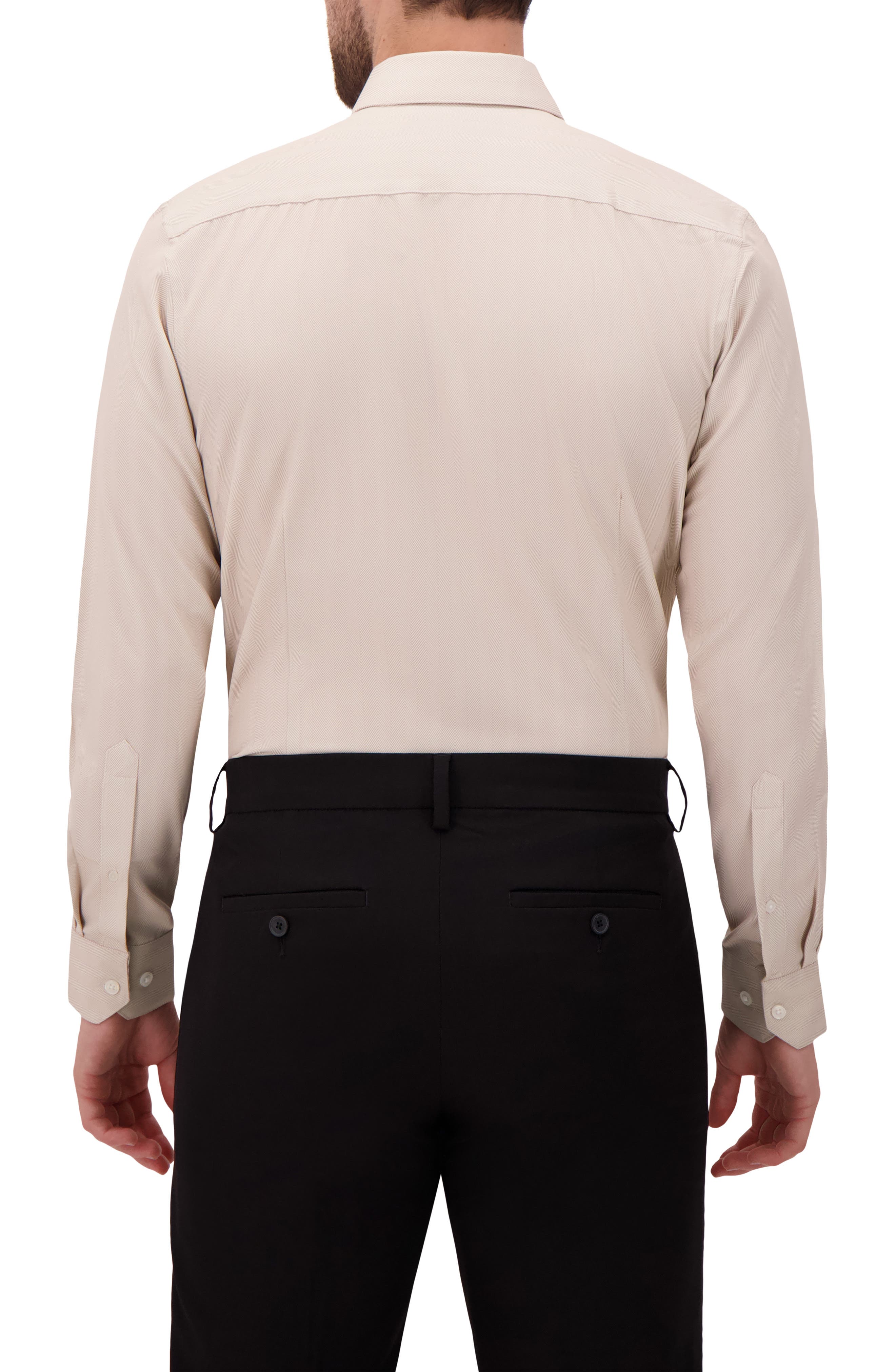 Slim Fit Herringbone 4-Way Stretch Button-Up Shirt - image 2
