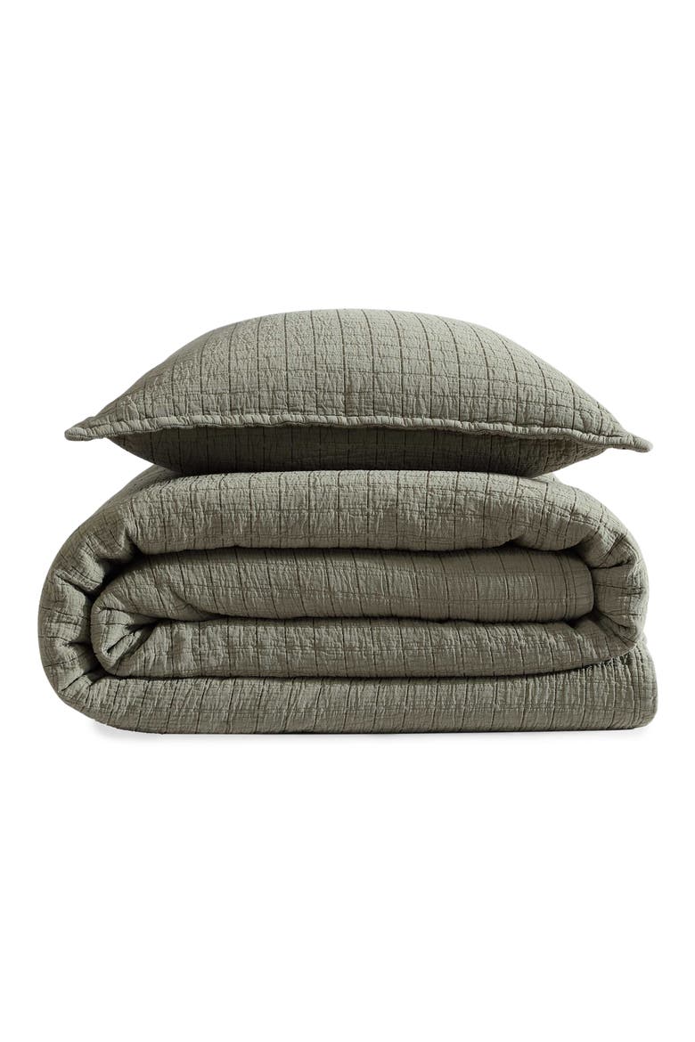 Essential Washed Jacquard Coverlet, Main, color, GREEN